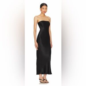 SNDYS Angel Strapless Midi Dress in Black